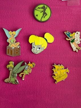Tinker Bell Enamel Pin Lot - Yellow & Green Accents Rare Vintage Collectible